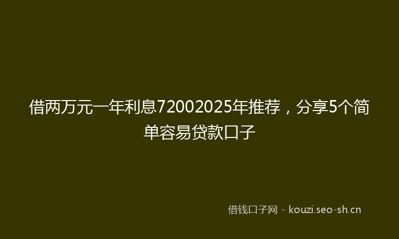 借两万元一年利息72002025年推荐，分享5个简单容易贷款口子