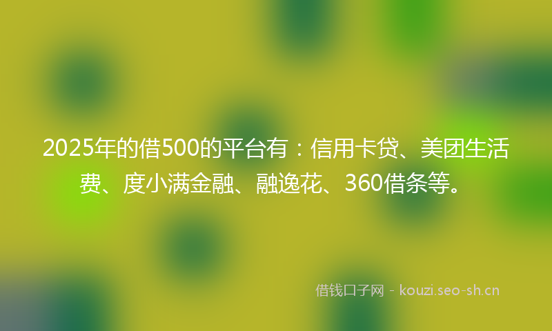 2025年的借500的平台有:信用卡贷、美团生活费、度小满金融、融逸花、360借条等。