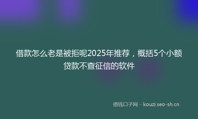 借款怎么老是被拒呢2025年推荐，概括5个小额贷款不查征信的软件