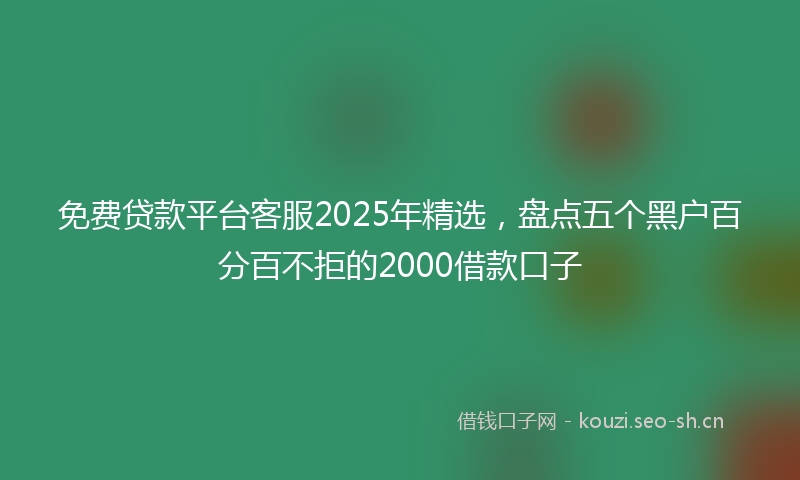 免费贷款平台客服2025年精选，盘点五个黑户百分百不拒的2000借款口子