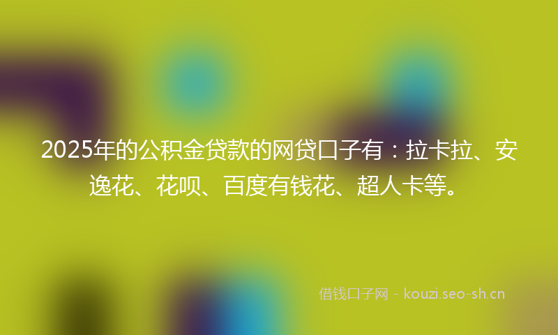 2025年的公积金贷款的网贷口子有：拉卡拉、安逸花、花呗、百度有钱花、超人卡等。