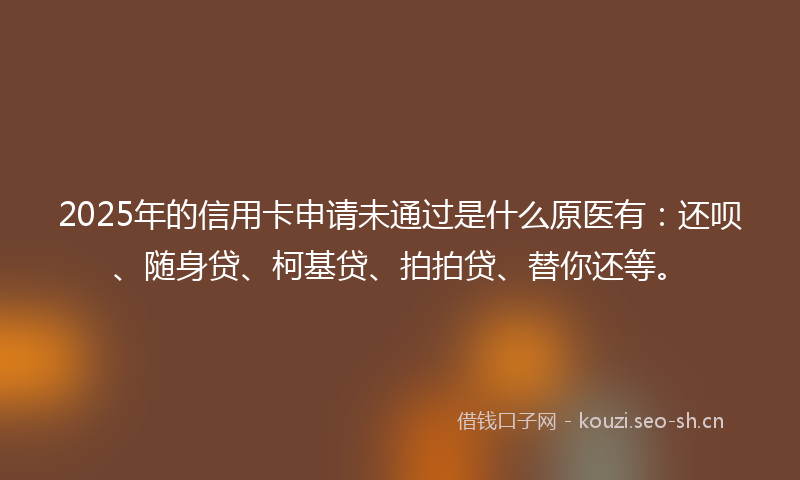 2025年的信用卡申请未通过是什么原医有：还呗、随身贷、柯基贷、拍拍贷、替你还等。