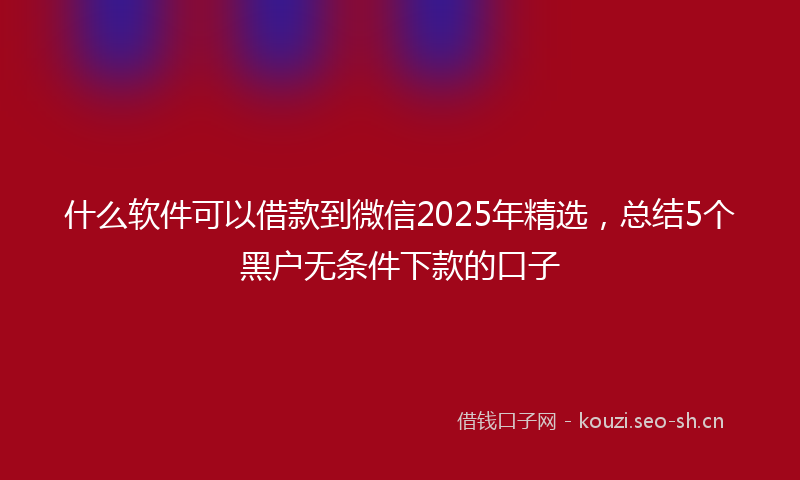什么软件可以借款到微信2025年精选，总结5个黑户无条件下款的口子