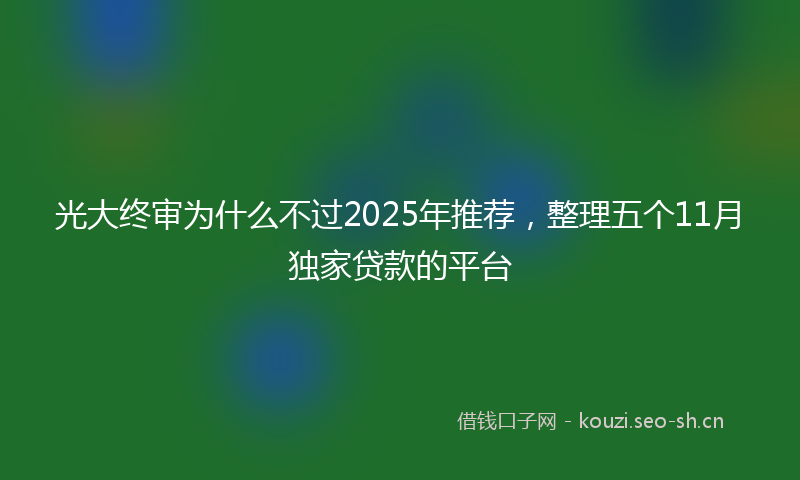 光大终审为什么不过2025年推荐，整理五个11月独家贷款的平台