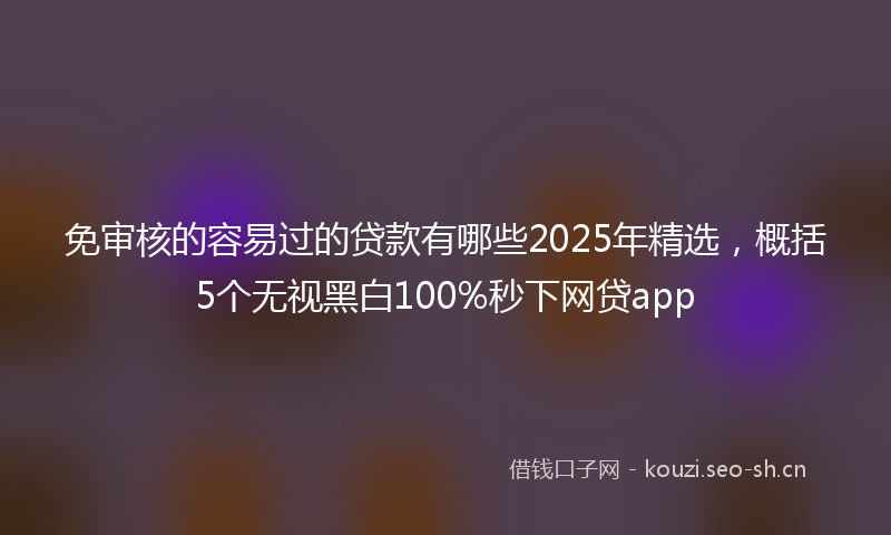 免审核的容易过的贷款有哪些2025年精选，概括5个无视黑白100%秒下网贷app
