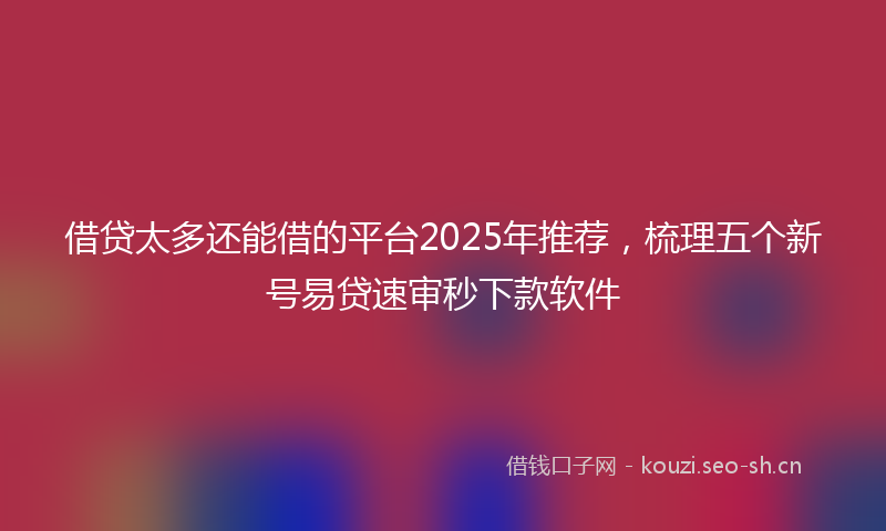 借贷太多还能借的平台2025年推荐，梳理五个新号易贷速审秒下款软件