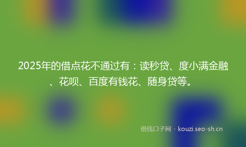 2025年的借点花不通过有：读秒贷、度小满金融、花呗、百度有钱花、随身贷等。