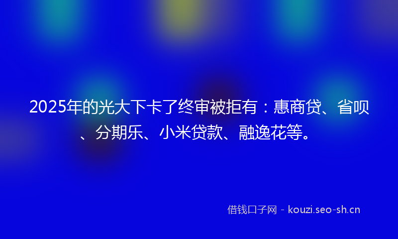 2025年的光大下卡了终审被拒有：惠商贷、省呗、分期乐、小米贷款、融逸花等。