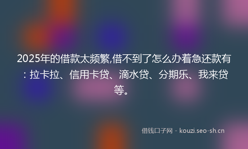 2025年的借款太频繁,借不到了怎么办着急还款有：拉卡拉、信用卡贷、滴水贷、分期乐、我来贷等。