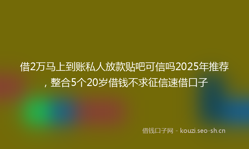 借2万马上到账私人放款贴吧可信吗2025年推荐，整合5个20岁借钱不求征信速借口子