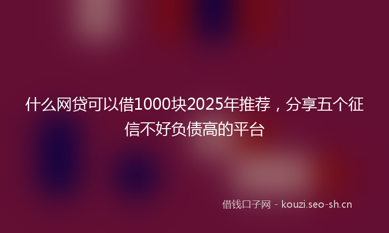 什么网贷可以借1000块2025年推荐，分享五个征信不好负债高的平台