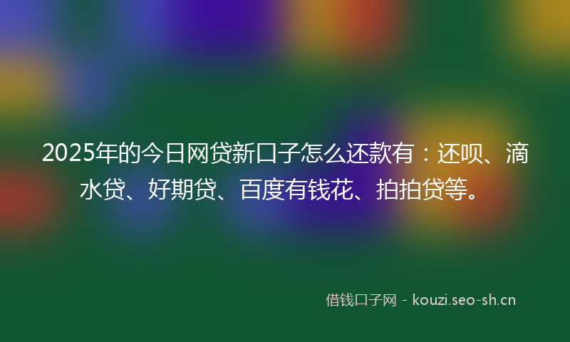 2025年的今日网贷新口子怎么还款有：还呗、滴水贷、好期贷、百度有钱花、拍拍贷等。