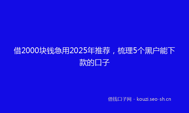 借2000块钱急用2025年推荐，梳理5个黑户能下款的口子
