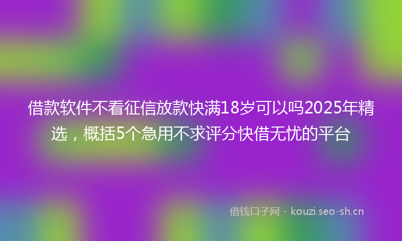 借款软件不看征信放款快满18岁可以吗2025年精选，概括5个急用不求评分快借无忧的平台