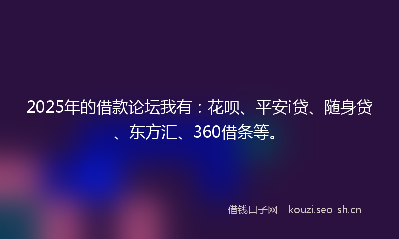 2025年的借款论坛我有：花呗、平安i贷、随身贷、东方汇、360借条等。
