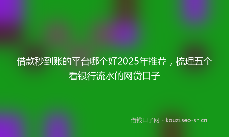 借款秒到账的平台哪个好2025年推荐，梳理五个看银行流水的网贷口子