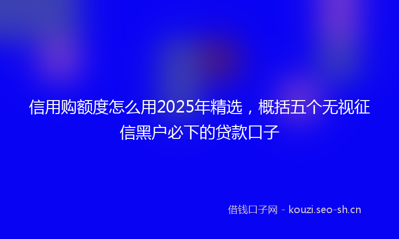 信用购额度怎么用2025年精选，概括五个无视征信黑户必下的贷款口子