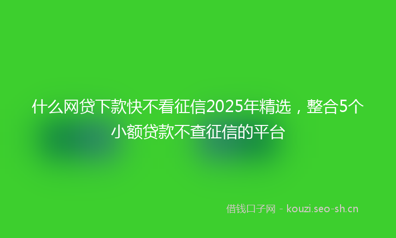 什么网贷下款快不看征信2025年精选，整合5个小额贷款不查征信的平台