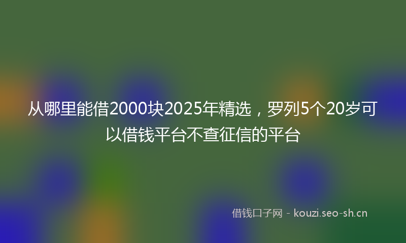 从哪里能借2000块2025年精选,罗列5个20岁可以借钱平台不查征信的平台