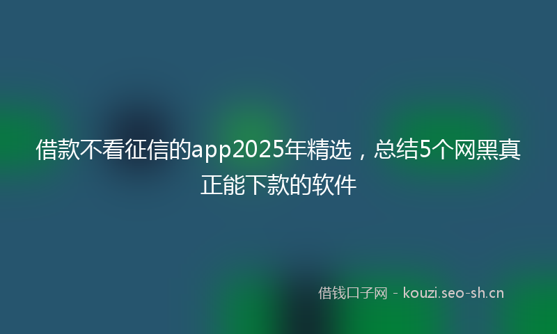 借款不看征信的app2025年精选，总结5个网黑真正能下款的软件