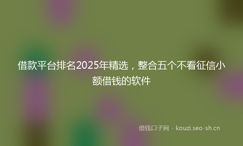 借款平台排名2025年精选，整合五个不看征信小额借钱的软件