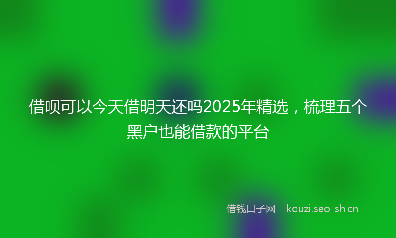 借呗可以今天借明天还吗2025年精选，梳理五个黑户也能借款的平台