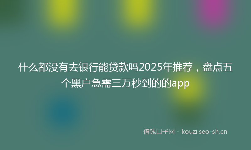 什么都没有去银行能贷款吗2025年推荐，盘点五个黑户急需三万秒到的的app