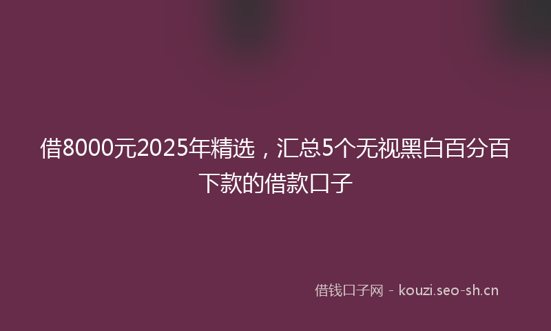 借8000元2025年精选，汇总5个无视黑白百分百下款的借款口子