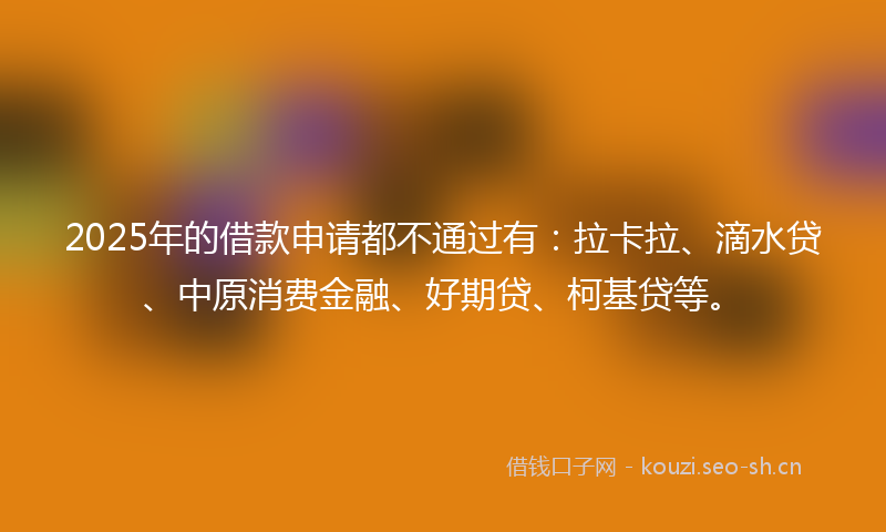 2025年的借款申请都不通过有：拉卡拉、滴水贷、中原消费金融、好期贷、柯基贷等。