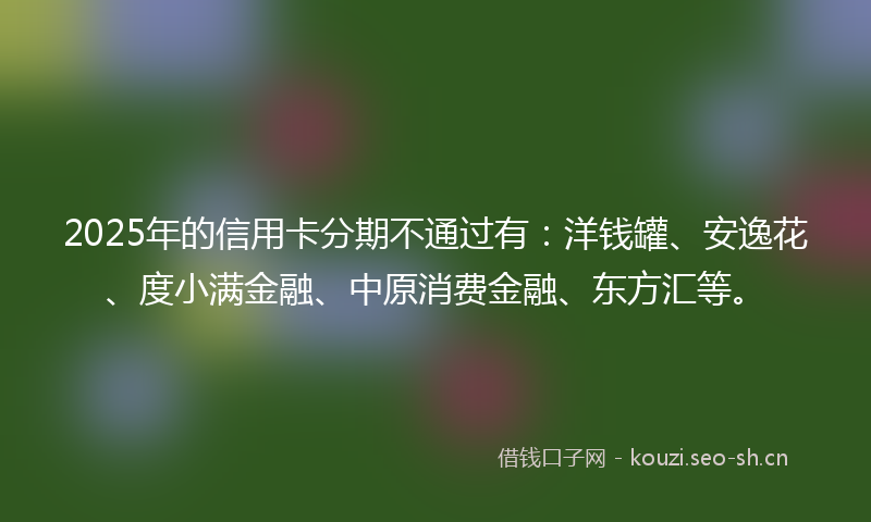 2025年的信用卡分期不通过有:洋钱罐、安逸花、度小满金融、中原消费金融、东方汇等。