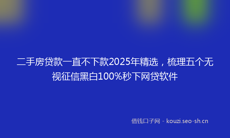 二手房贷款一直不下款2025年精选，梳理五个无视征信黑白100%秒下网贷软件