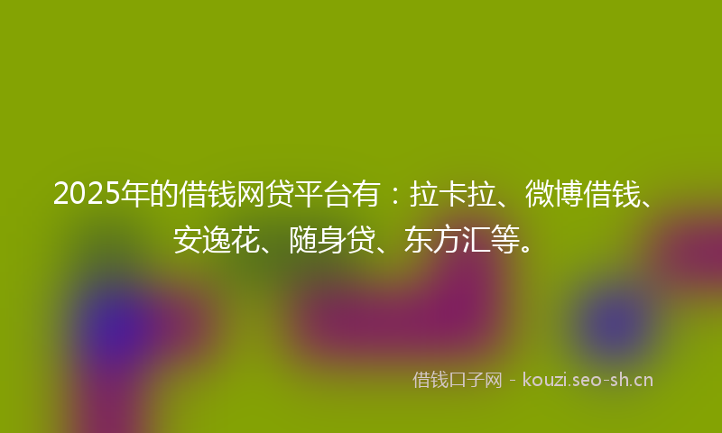 2025年的借钱网贷平台有：拉卡拉、微博借钱、安逸花、随身贷、东方汇等。