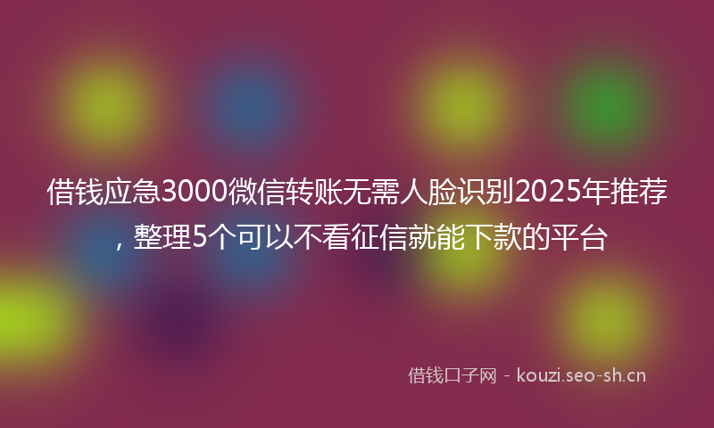 借钱应急3000微信转账无需人脸识别2025年推荐，整理5个可以不看征信就能下款的平台