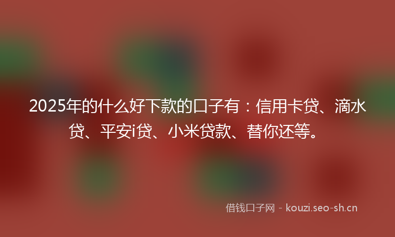2025年的什么好下款的口子有：信用卡贷、滴水贷、平安i贷、小米贷款、替你还等。