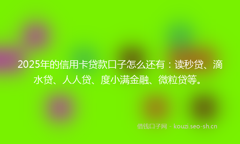 2025年的信用卡贷款口子怎么还有：读秒贷、滴水贷、人人贷、度小满金融、微粒贷等。