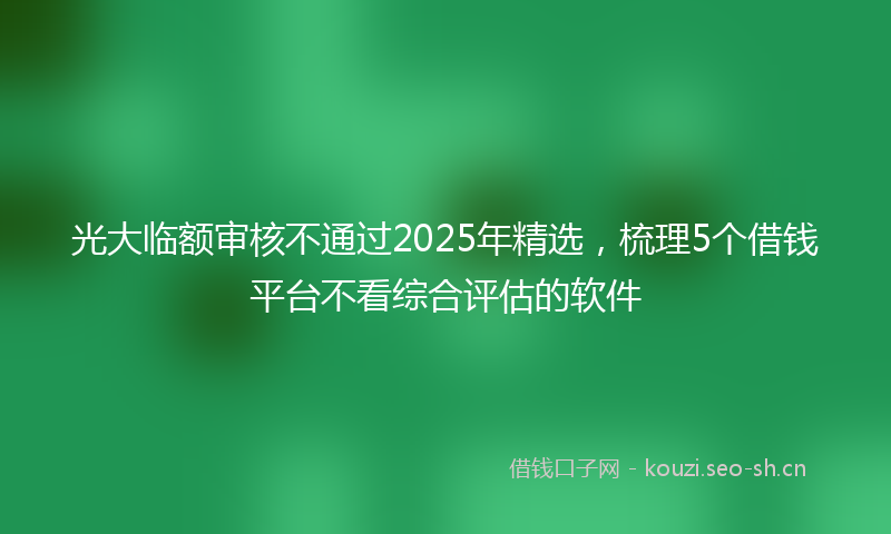 光大临额审核不通过2025年精选,梳理5个借钱平台不看综合评估的软件
