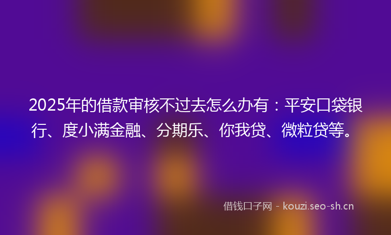 2025年的借款审核不过去怎么办有：平安口袋银行、度小满金融、分期乐、你我贷、微粒贷等。