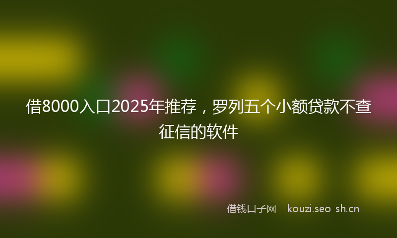 借8000入口2025年推荐,罗列五个小额贷款不查征信的软件