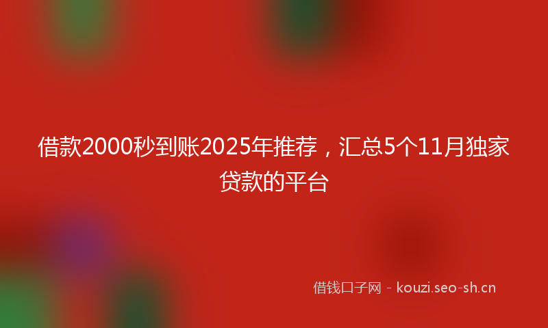 借款2000秒到账2025年推荐，汇总5个11月独家贷款的平台