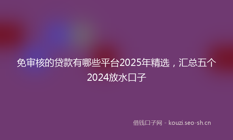 免审核的贷款有哪些平台2025年精选，汇总五个2024放水口子
