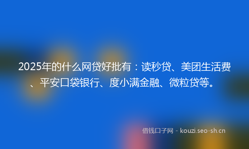 2025年的什么网贷好批有：读秒贷、美团生活费、平安口袋银行、度小满金融、微粒贷等。