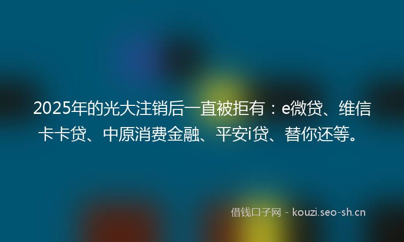 2025年的光大注销后一直被拒有：e微贷、维信卡卡贷、中原消费金融、平安i贷、替你还等。