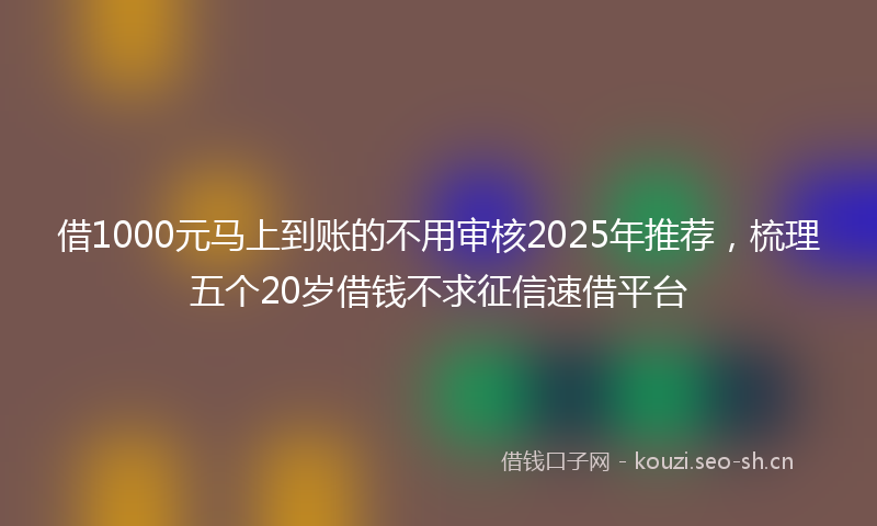 借1000元马上到账的不用审核2025年推荐,梳理五个20岁借钱不求征信速借平台