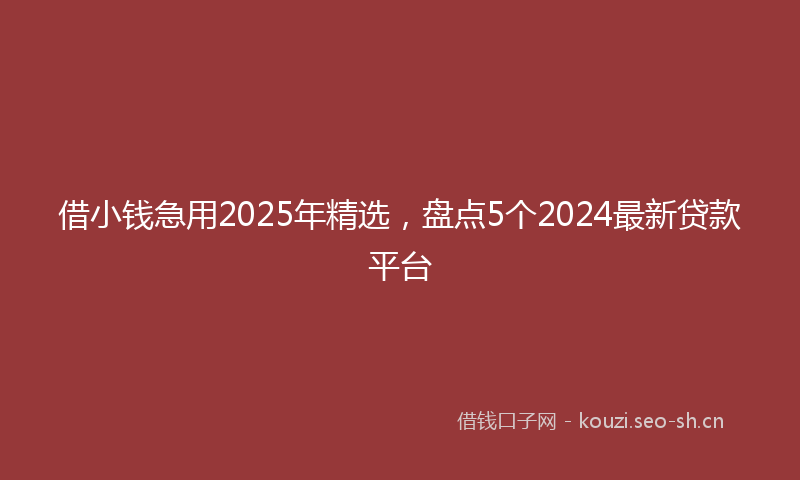 借小钱急用2025年精选，盘点5个2024最新贷款平台