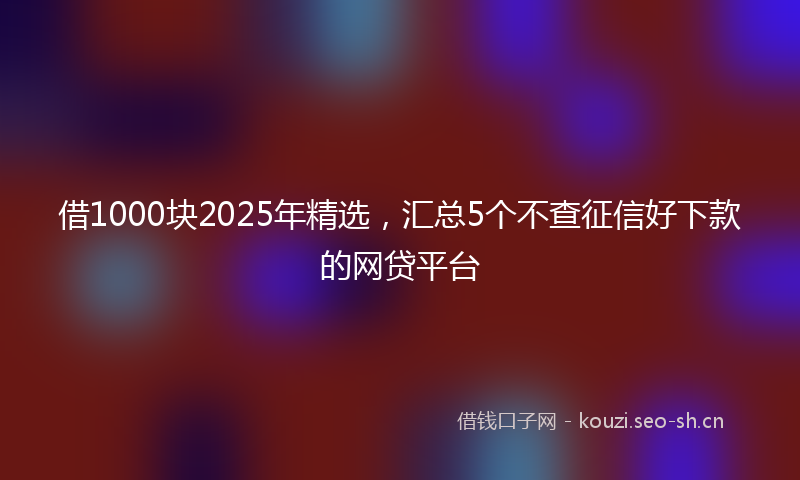 借1000块2025年精选，汇总5个不查征信好下款的网贷平台