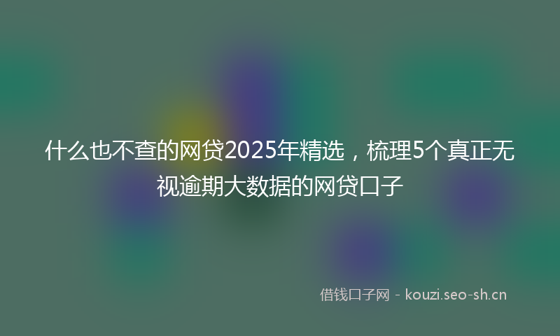 什么也不查的网贷2025年精选，梳理5个真正无视逾期大数据的网贷口子