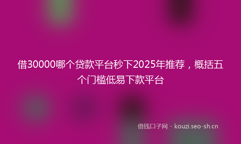 借30000哪个贷款平台秒下2025年推荐，概括五个门槛低易下款平台