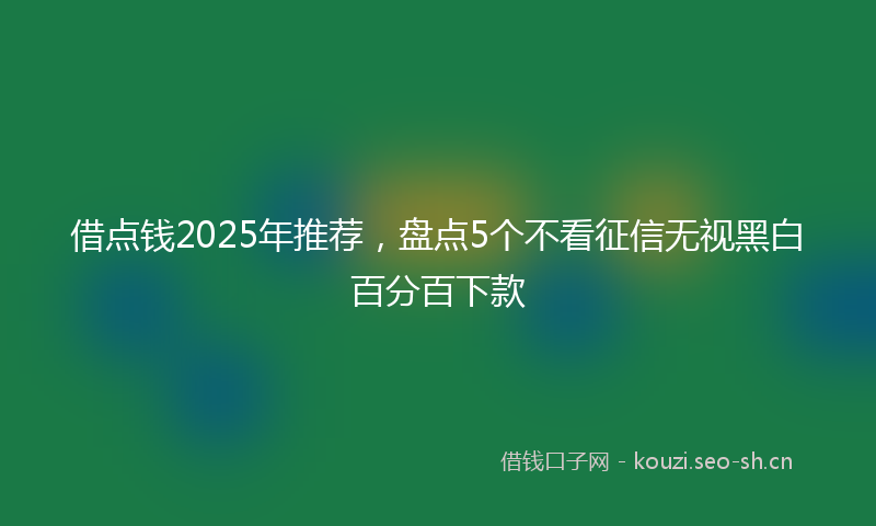 借点钱2025年推荐，盘点5个不看征信无视黑白百分百下款