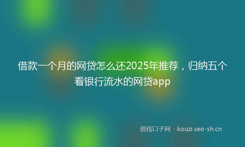 借款一个月的网贷怎么还2025年推荐，归纳五个看银行流水的网贷app