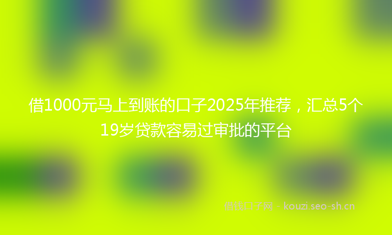 借1000元马上到账的口子2025年推荐，汇总5个19岁贷款容易过审批的平台
